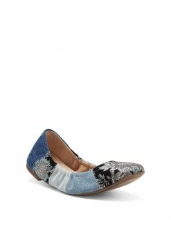 Camuto Sandaze Flat In Denim Patchwork Shoes