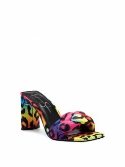 Camuto Shoes Sassia High Heel Slide In Rainbow Leopard