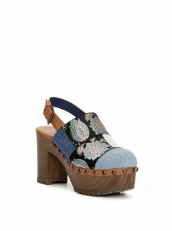 Camuto Tiarah Platform Clog In Denim Patchwork