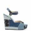 Camuto Tonnia Wedge Platform Sandal In Denim Patchwork Shoes
