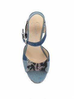 Camuto Tonnia Wedge Platform Sandal In Denim Patchwork Shoes