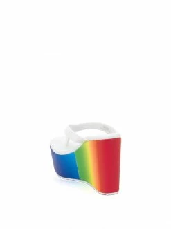 Camuto Stilla Platform Wedge Slide In Rainbow & White Shoes