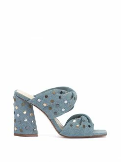 Camuto Wavia High Heel Slide In Denim Shoes