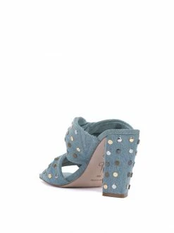 Camuto Wavia High Heel Slide In Denim Shoes