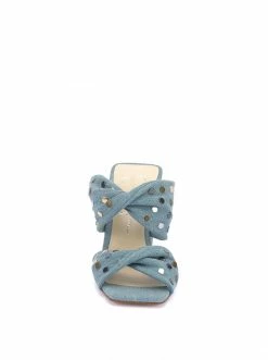 Camuto Wavia High Heel Slide In Denim Shoes