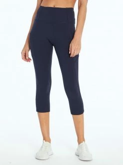 Rockfit Tummy Control Solid Capri In Midnight Blue Clothing