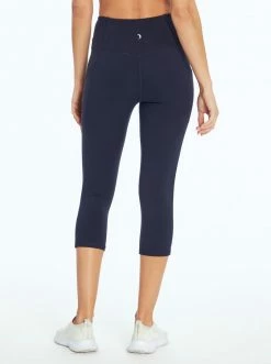 Rockfit Tummy Control Solid Capri In Midnight Blue Clothing