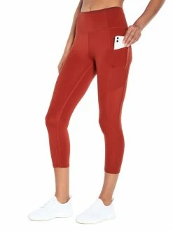Rockfit Clothing Tummy Control Solid Capri In Burnt Henna