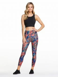 Rockfit Tummy Control Capri In Living Coral Boho Mix