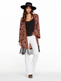 OJG JJ Kimono In Red Dahlia Moroccan Blooms