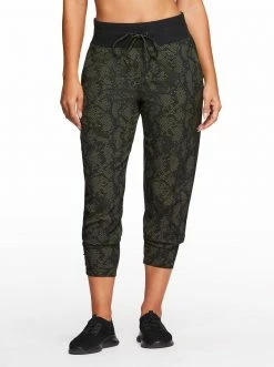 Rockfit Clothing Ella Woven Jogger In Thyme Desert Snake