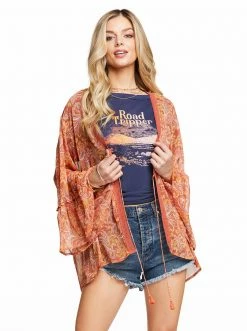 OJG Binx Kimono In Folkloric Auburn Clothing