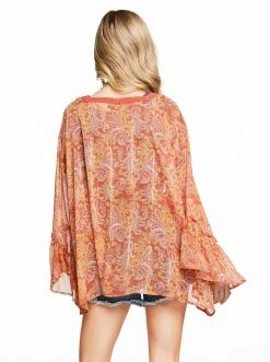 OJG Binx Kimono In Folkloric Auburn Clothing