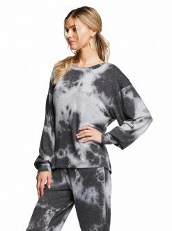 OJG Rainey Tie Dye Top In Black Tie Dye Clothing