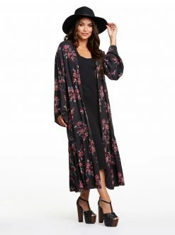 OJG Leilani Tiered Kimono In Floral Spray Clothing