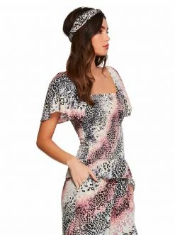 OJG Marie Top In Gardenia Marble Cheetah