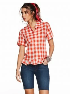 OJG Nellie Top In Emberglow Gingham Check