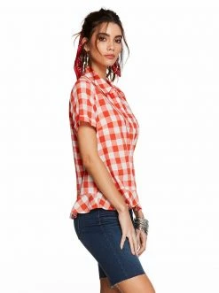 OJG Nellie Top In Emberglow Gingham Check