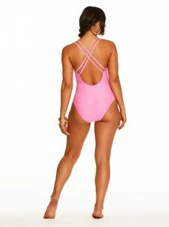 Amerex Pretty In Pique Plunge One Piece In Femme Swim