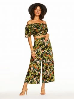 OJG Clothing Rosalie Wide Leg Pant In Island Wildfower Black
