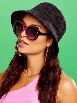 CIO Vacation Vibes Classic Jackie-O Oval Sunglasses In Berry Tortoise