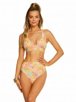 Amerex Spring Rendezvous Halter Triangle Top In Flax Multi