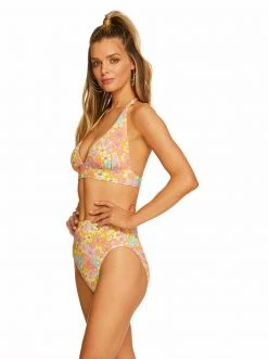 Amerex Spring Rendezvous Halter Triangle Top In Flax Multi