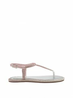 Camuto Oliara Flat T-Strap Sandal In Silver