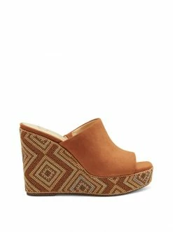 Camuto Shantelle Platform Wedge Slide In Ginger Cookie Shoes