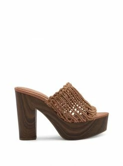 Camuto Shelbie Platform Slide In Ginger Cookie Shoes