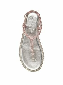 Camuto Oliara Flat T-Strap Sandal In Silver