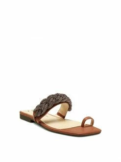 Camuto Rowine Flat Thong Slide In Ginger Cookie