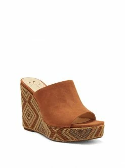 Camuto Shantelle Platform Wedge Slide In Ginger Cookie Shoes