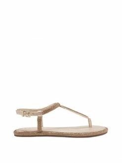 Camuto Oliara Flat T-Strap Sandal In Champagne