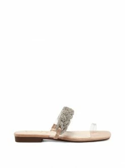 Camuto Rowine Flat Thong Slide In Clear
