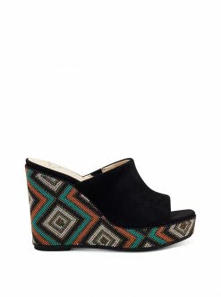 Camuto Shantelle Platform Wedge Slide In Black Shoes