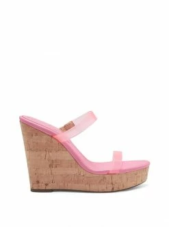 Camuto Tumile Platform Wedge Slide In Pink Shoes