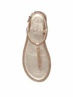 Camuto Oliara Flat T-Strap Sandal In Champagne