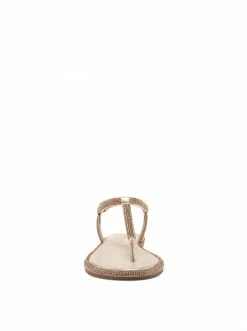 Camuto Oliara Flat T-Strap Sandal In Champagne