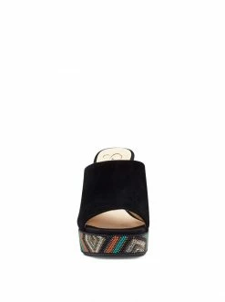Camuto Shantelle Platform Wedge Slide In Black Shoes