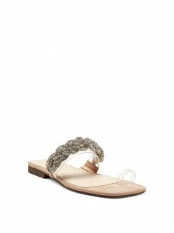 Camuto Rowine Flat Thong Slide In Clear