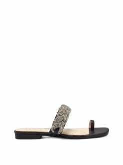 Camuto Shoes Rowine Flat Thong Slide In Black