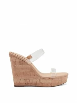 Camuto Tumile Platform Wedge Slide In Clear Shoes