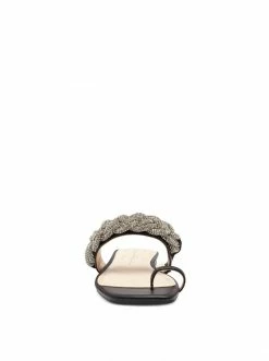 Camuto Shoes Rowine Flat Thong Slide In Black