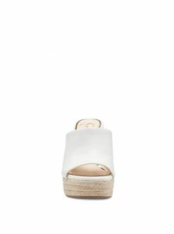 Camuto Shantelle Platform Wedge Slide In White Shoes