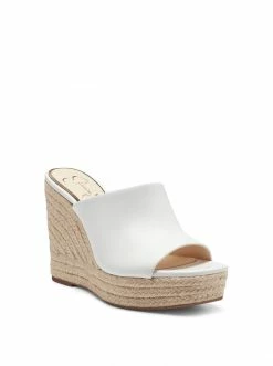 Camuto Shantelle Platform Wedge Slide In White Shoes