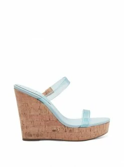 Camuto Shoes Tumile Platform Wedge Slide In Blue