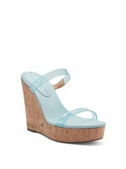 Camuto Shoes Tumile Platform Wedge Slide In Blue