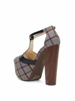 Camuto Dany T-Strap Platform Sandal In Plaid Shoes 7 Camuto Dany T-Strap Platform Sandal In Plaid Shoes