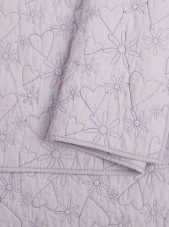 Peking Handicraft Flower Heart Kids Quilt Set In Purple